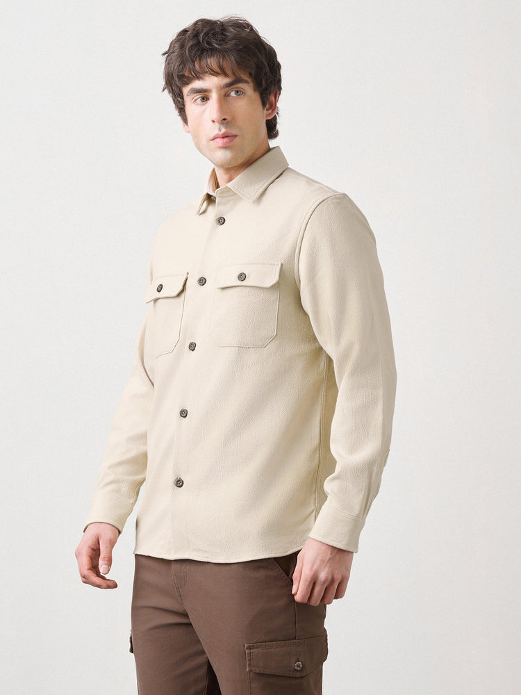 Textured Double Pocket Overshirt