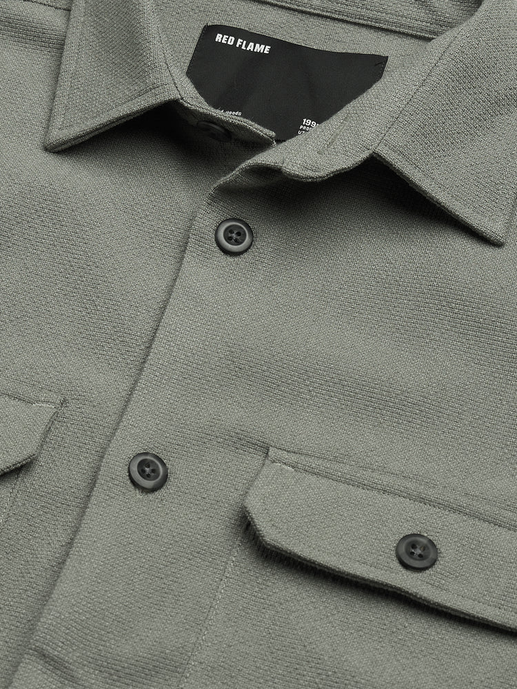 Textured Double Pocket Overshirt