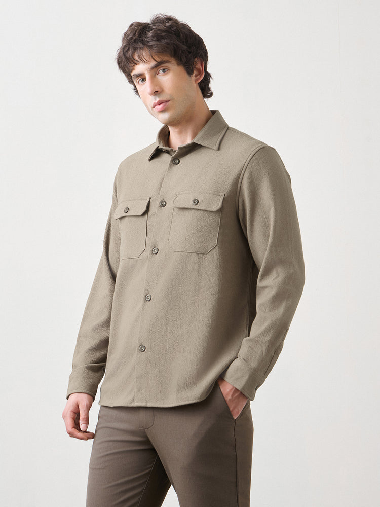 Textured Double Pocket Overshirt