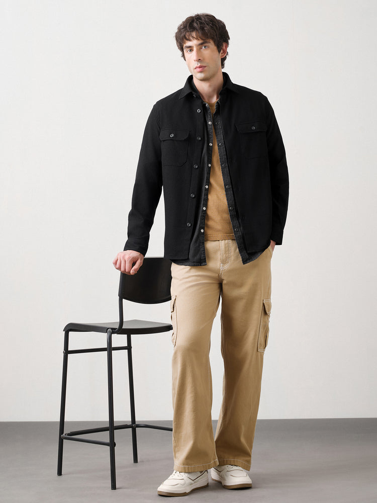 Textured Double Pocket Overshirt