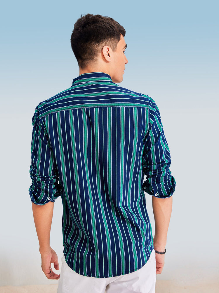 Navy Denim Striped Shirt