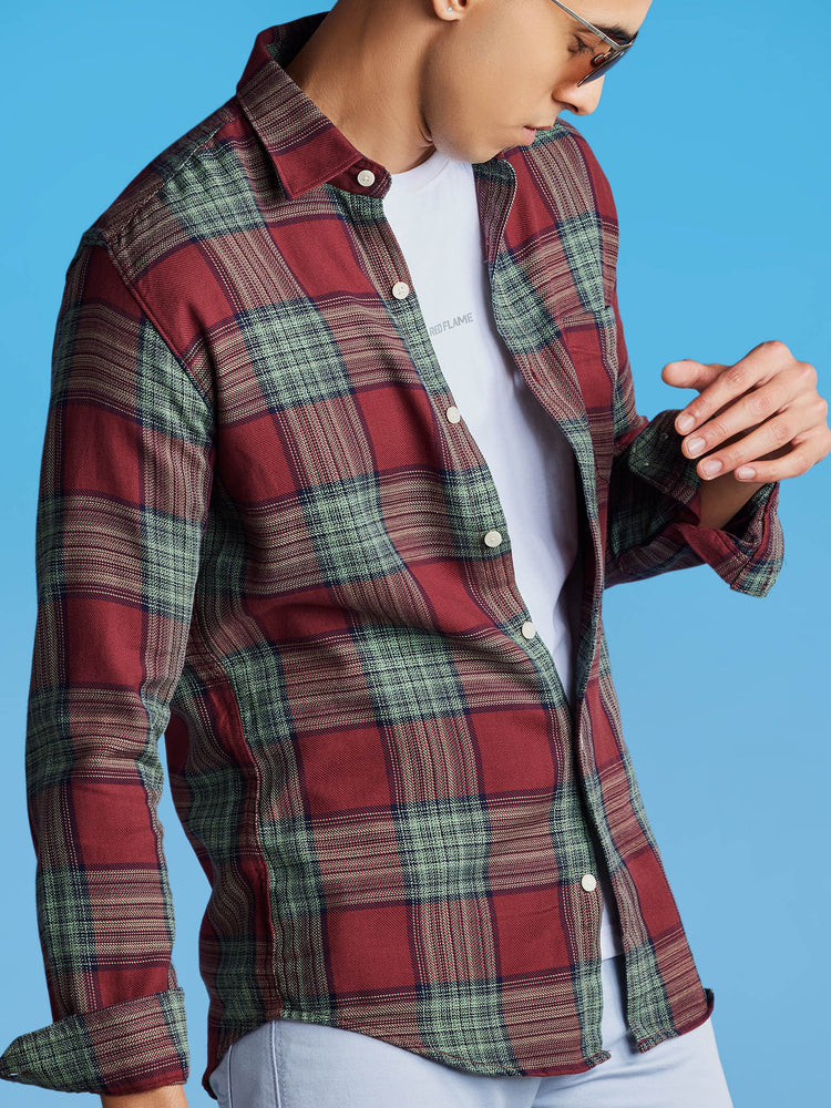 Maroon Checked Shirt