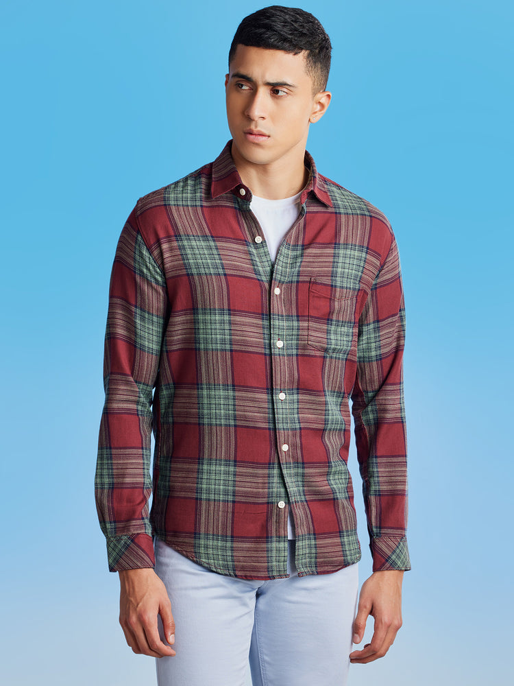 Maroon Checked Shirt