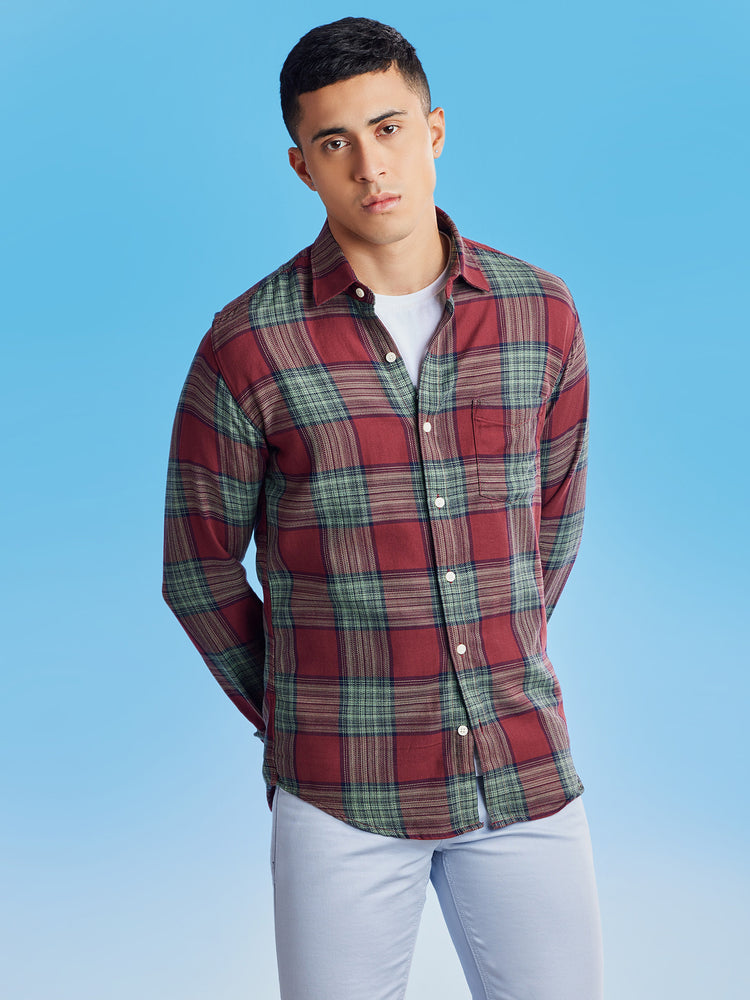 Maroon Checked Shirt