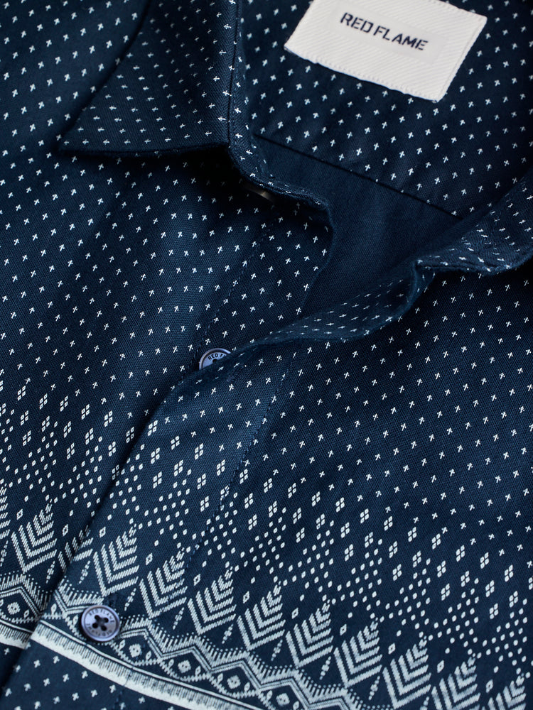 Navy Pure Cotton Printed Shirt