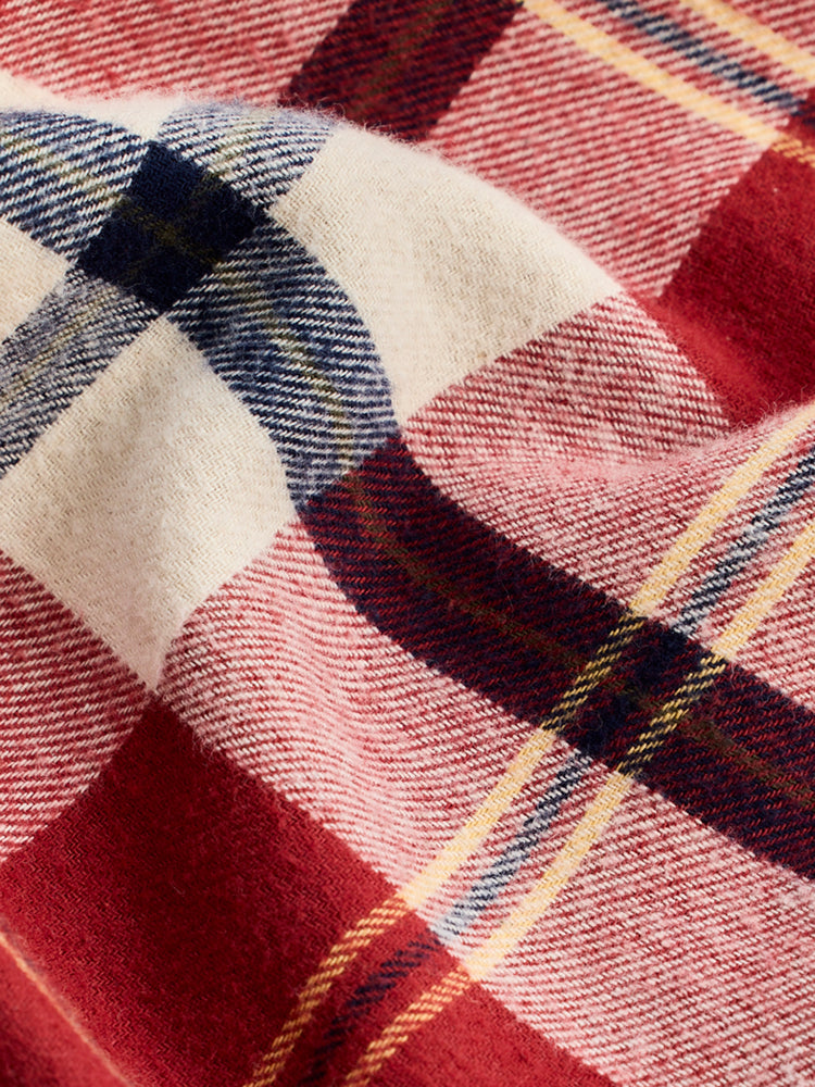 Red Brushed Cotton Checked Cargo-Shirt