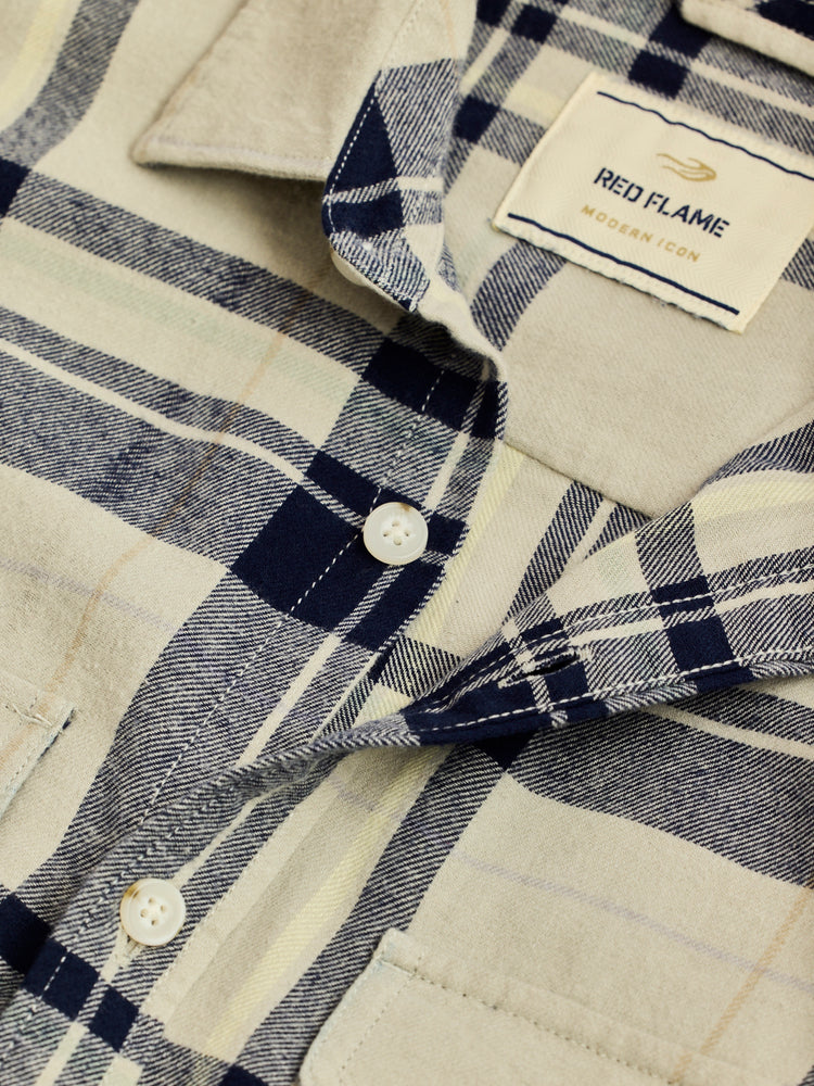 Grey Brushed Cotton Checked Shirt