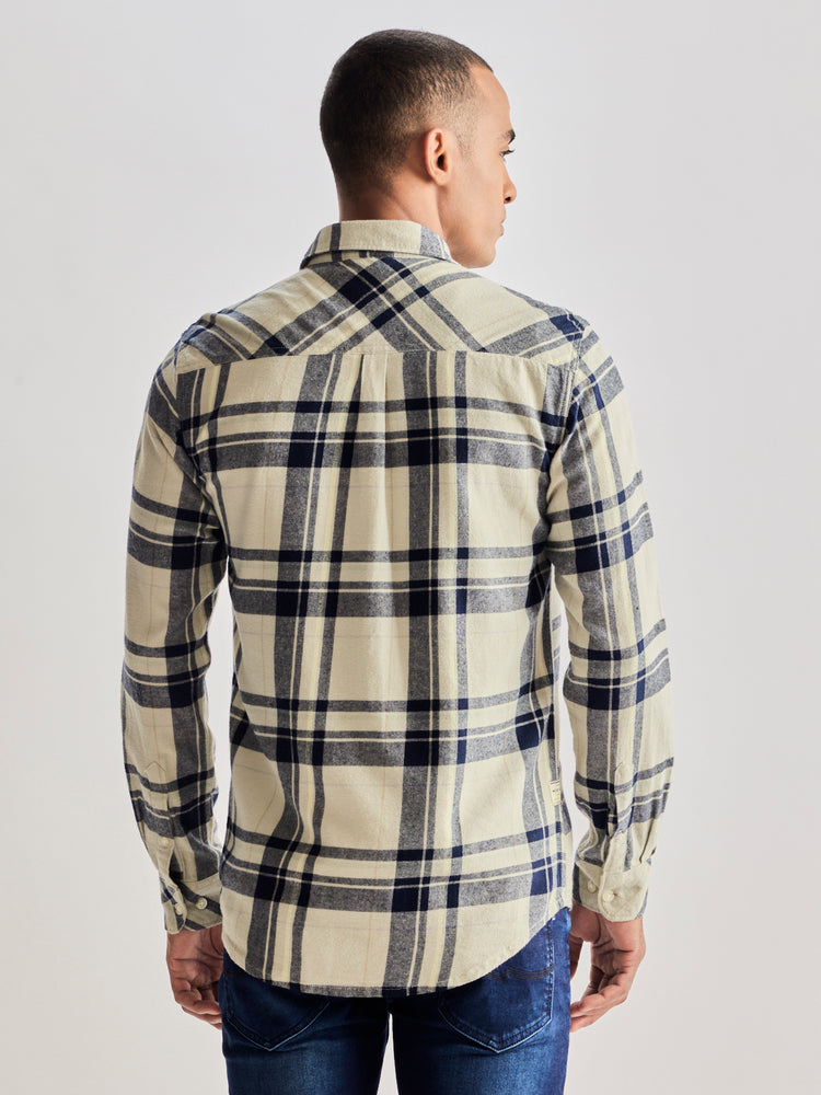 Grey Brushed Cotton Checked Shirt