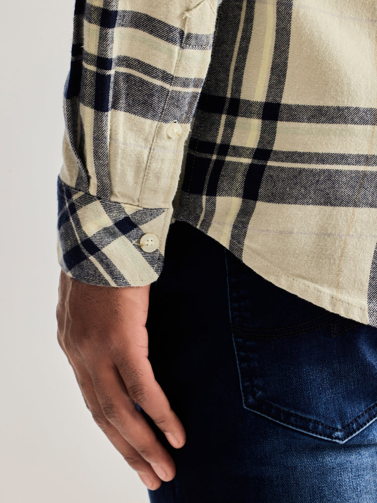 Grey Brushed Cotton Checked Shirt