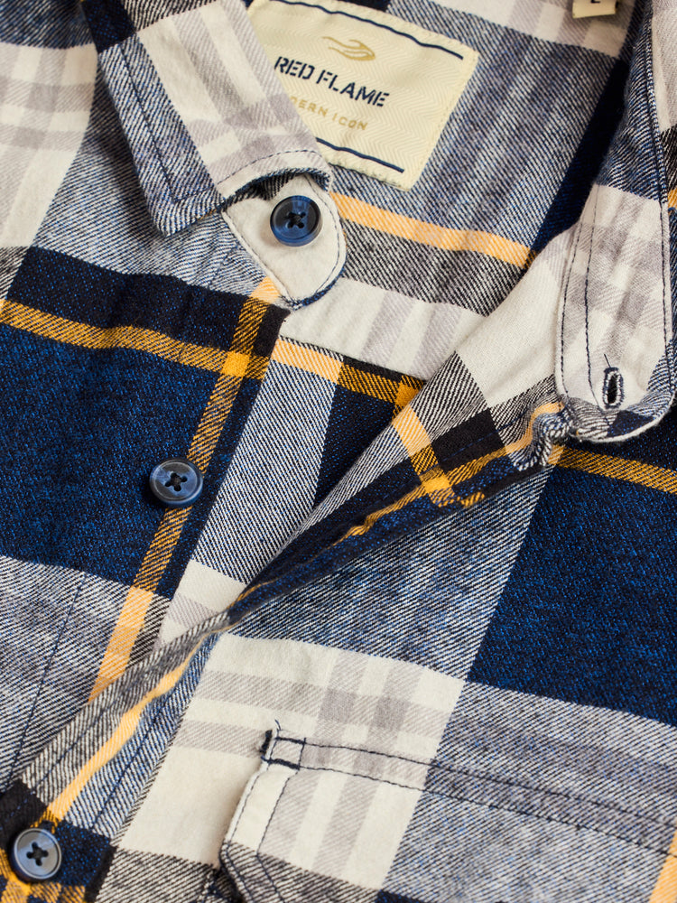 Grey Brushed Cotton Checked Cargo Shirt