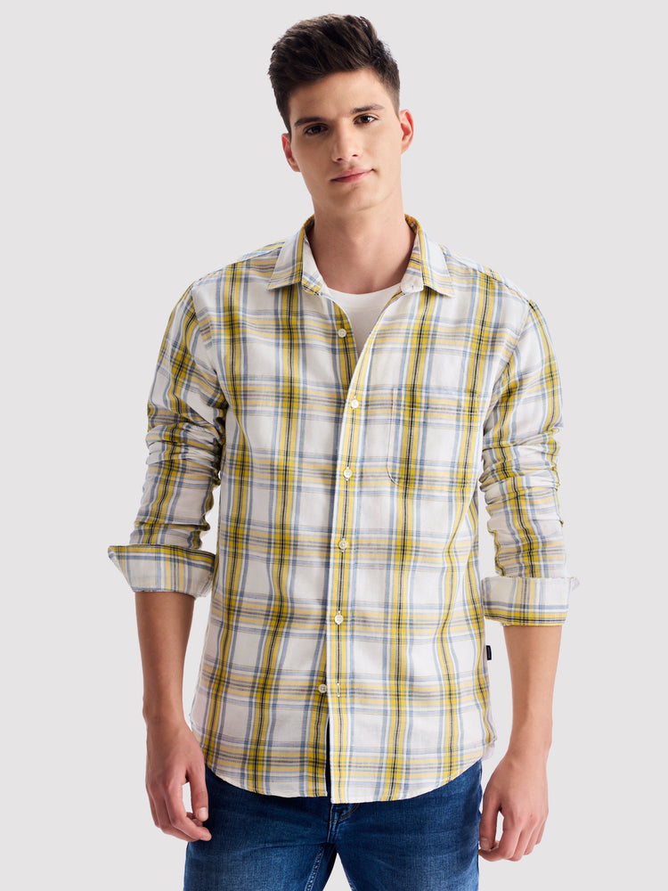 Yellow Checked Linen Shirt