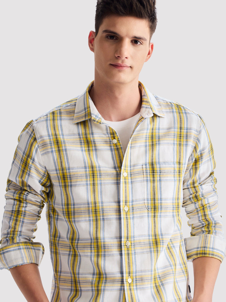 Yellow Checked Linen Shirt