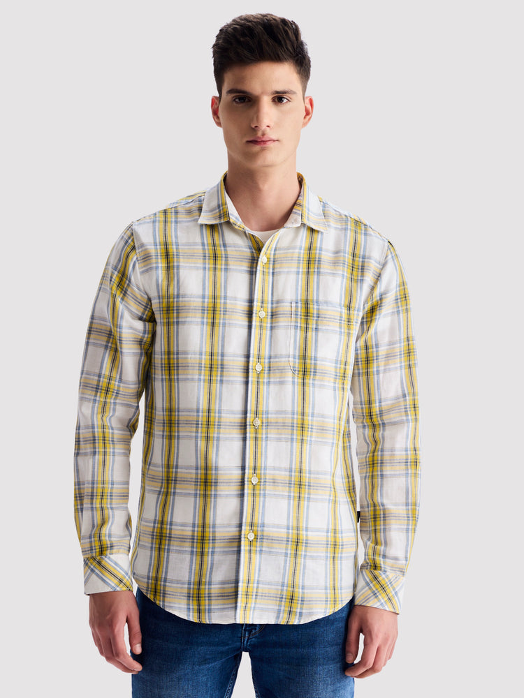 Yellow Checked Linen Shirt