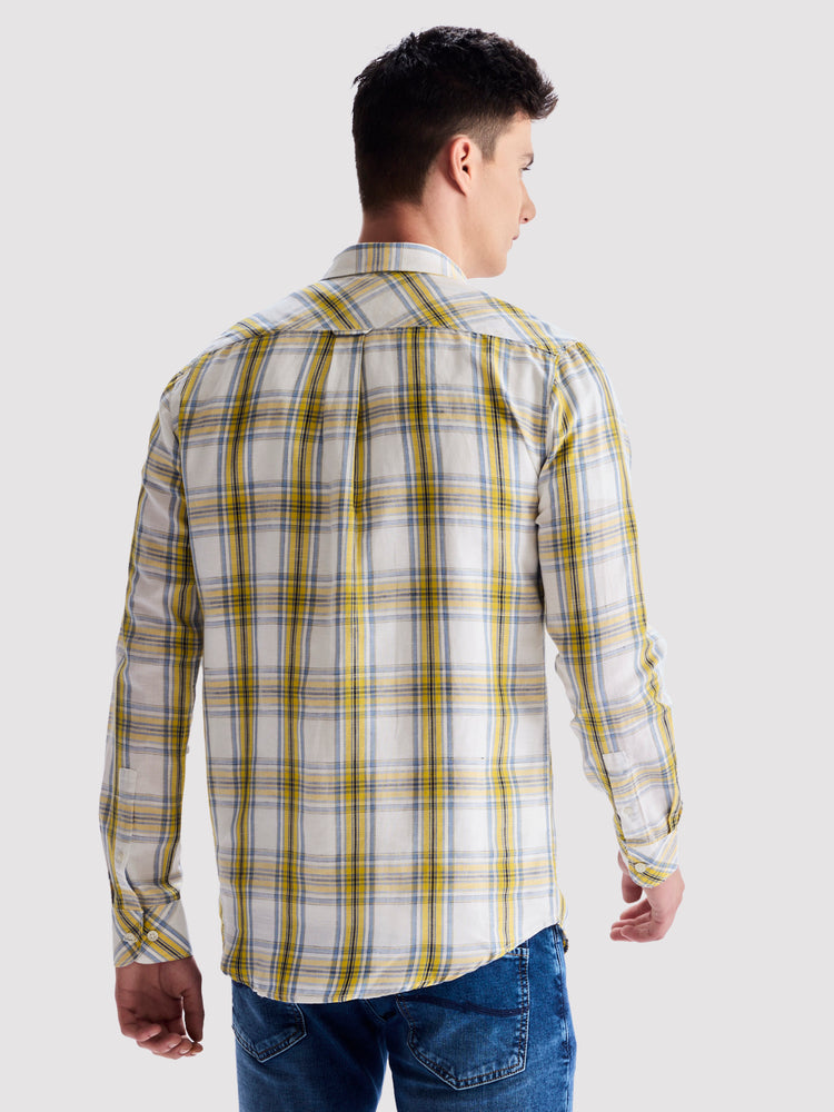 Yellow Checked Linen Shirt