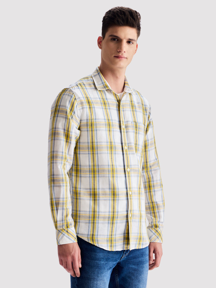 Yellow Checked Linen Shirt
