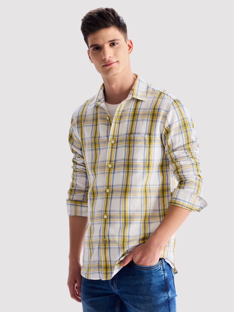 Yellow Checked Linen Shirt