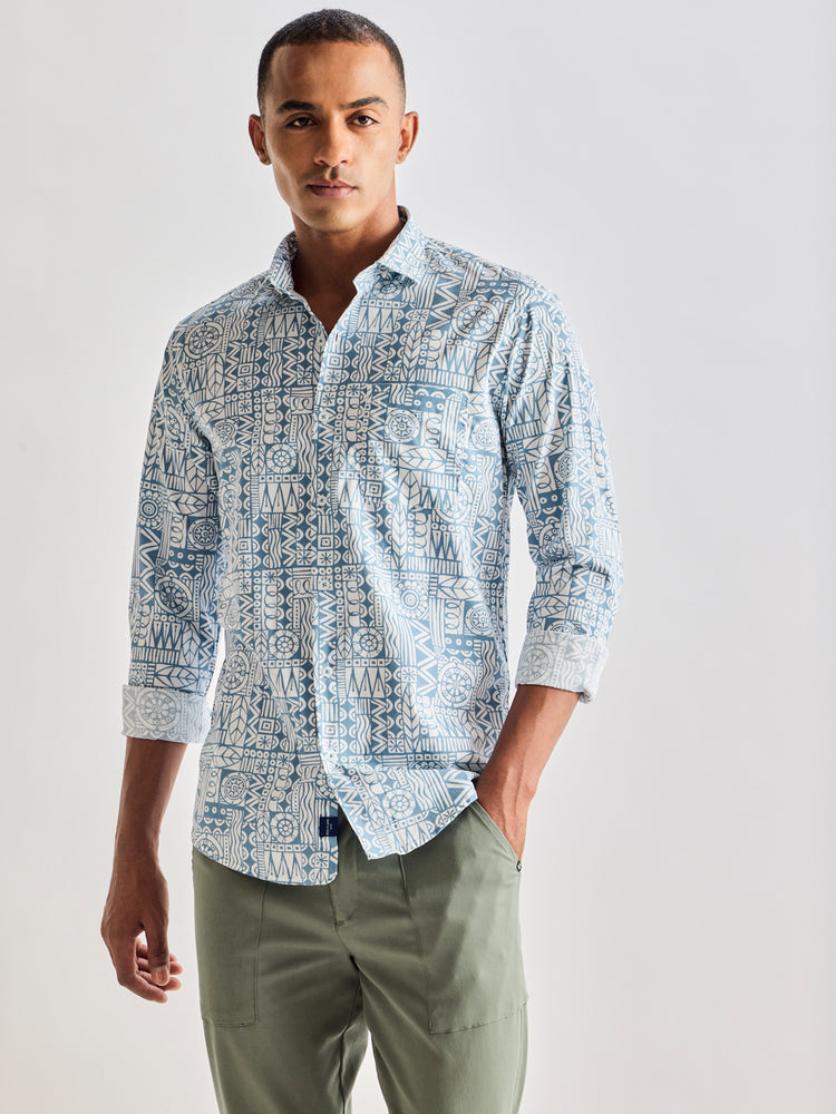 Blue Printed Shirt