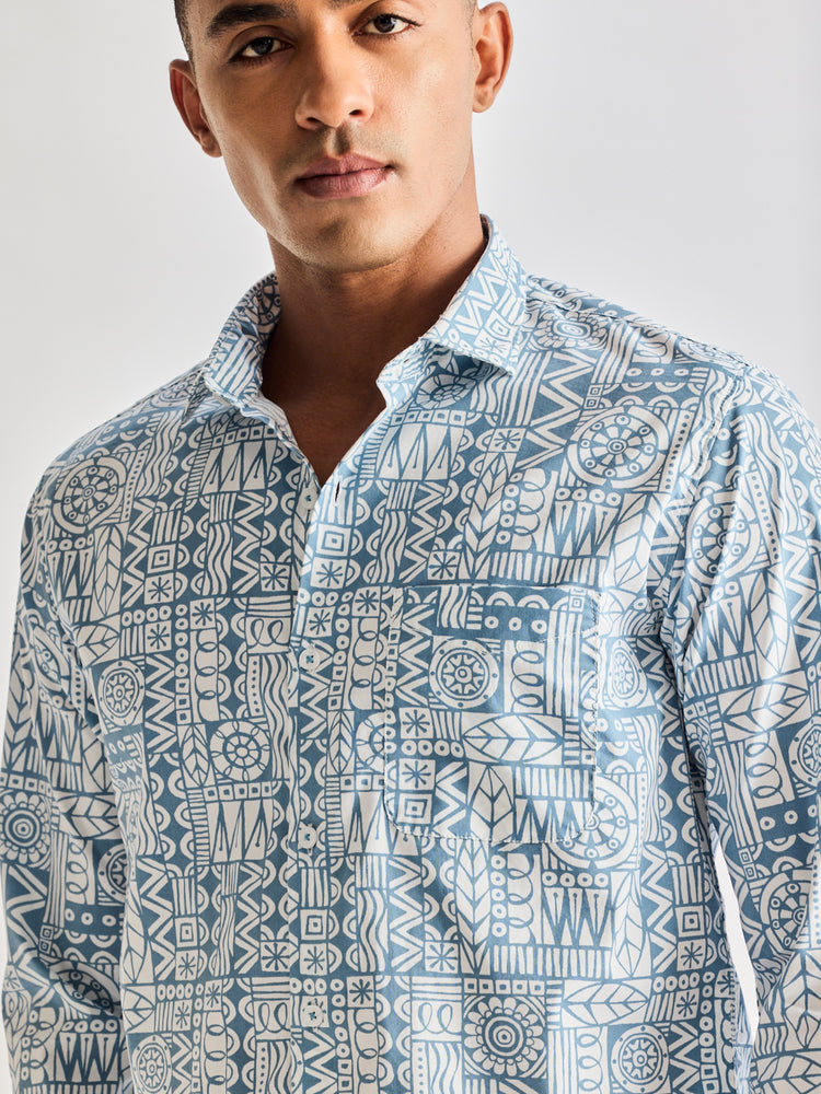 Blue Printed Shirt