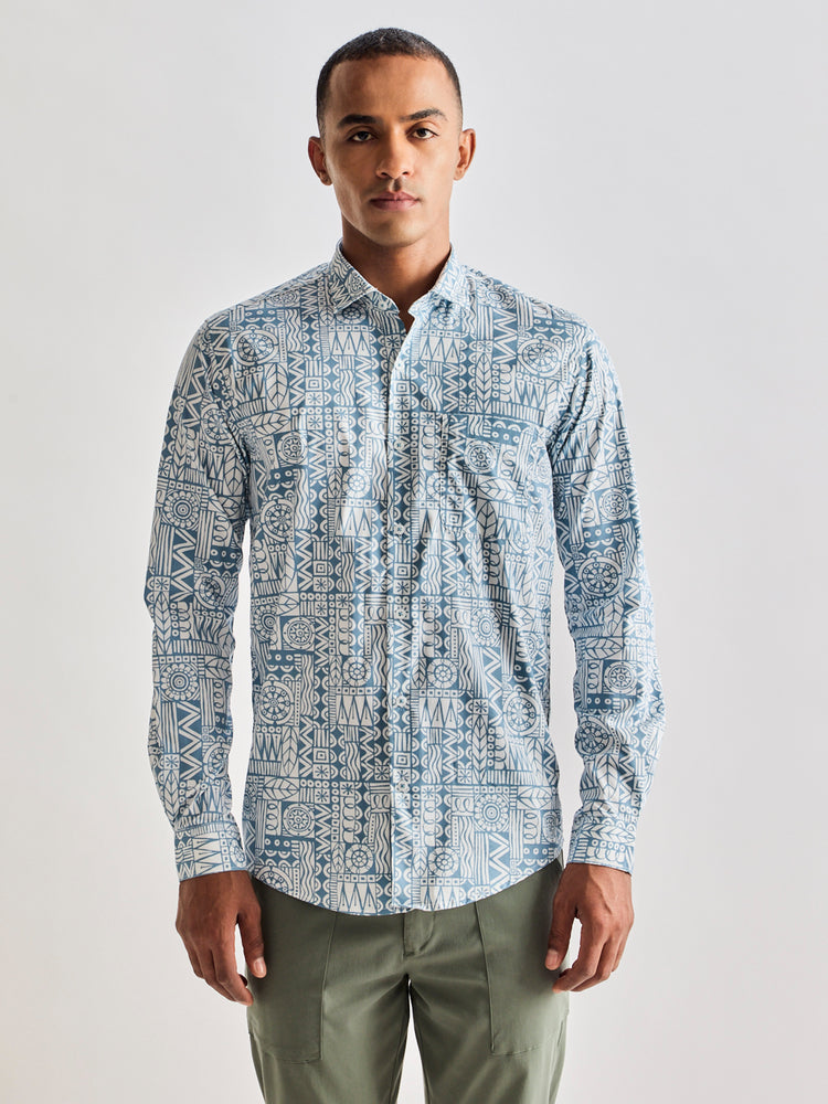 Blue Printed Shirt