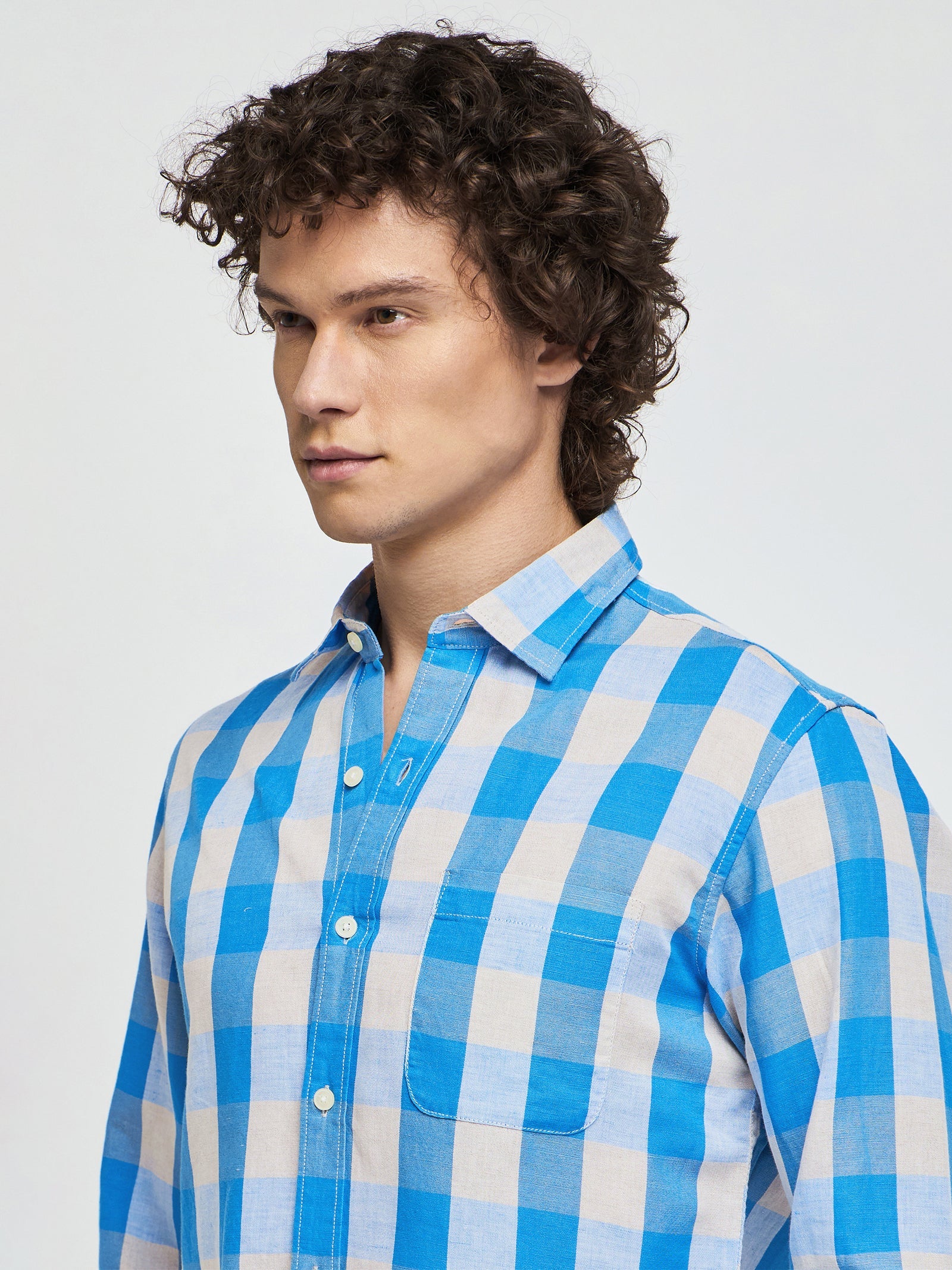 Checked Linen Cotton Shirt