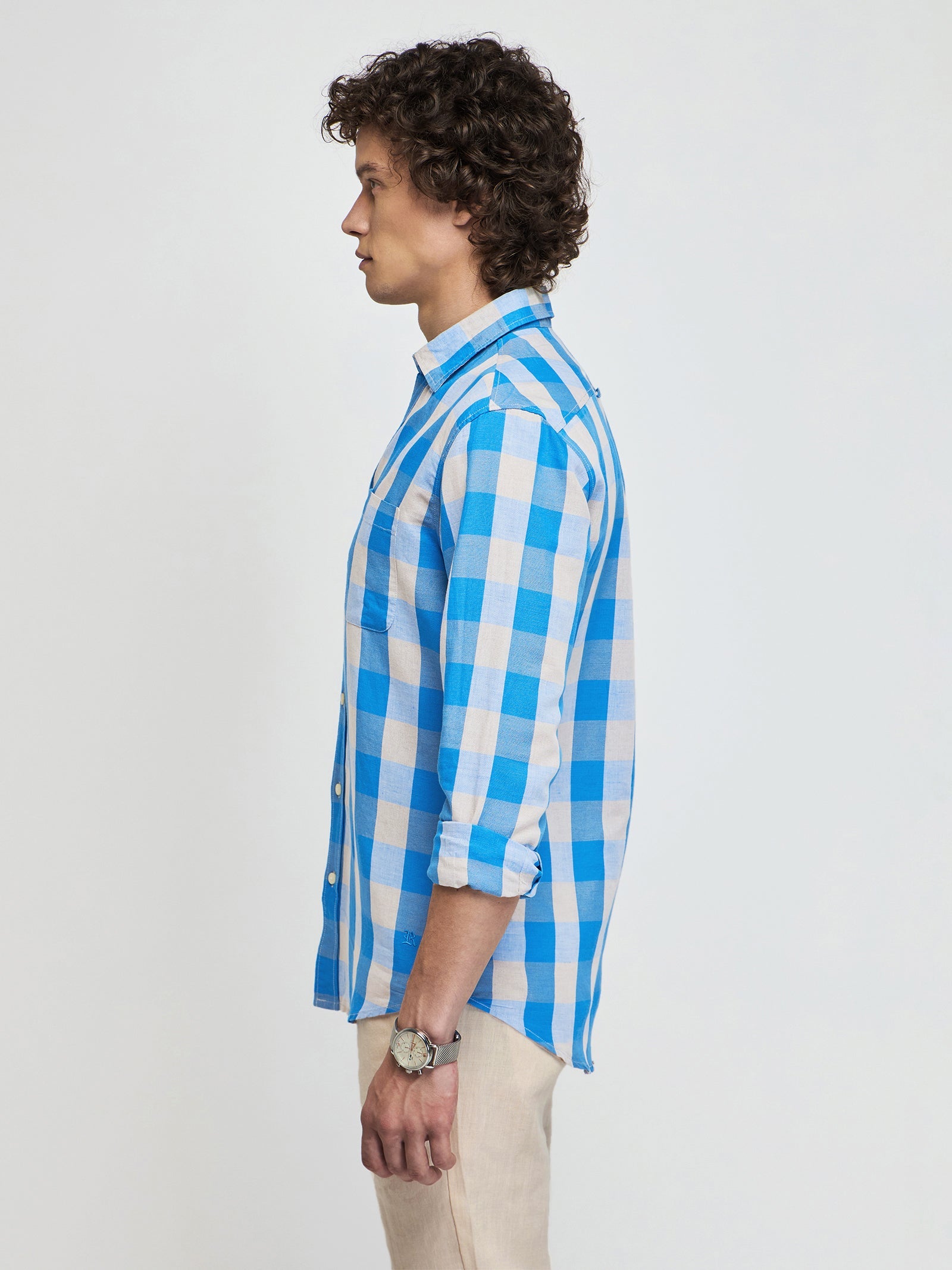 Checked Linen Cotton Shirt