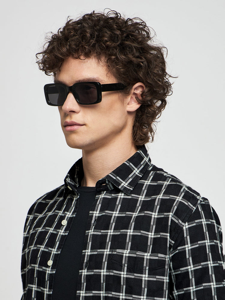 Checked Short Sleeve Denim Shirt