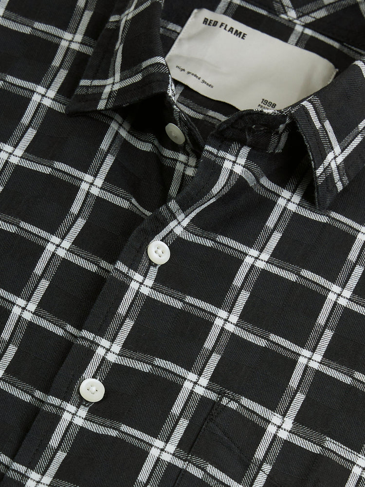 Checked Short Sleeve Denim Shirt