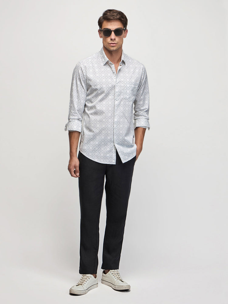 Geometric Print Stretch Shirt