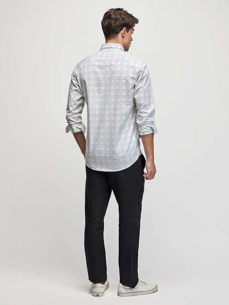 Geometric Print Stretch Shirt