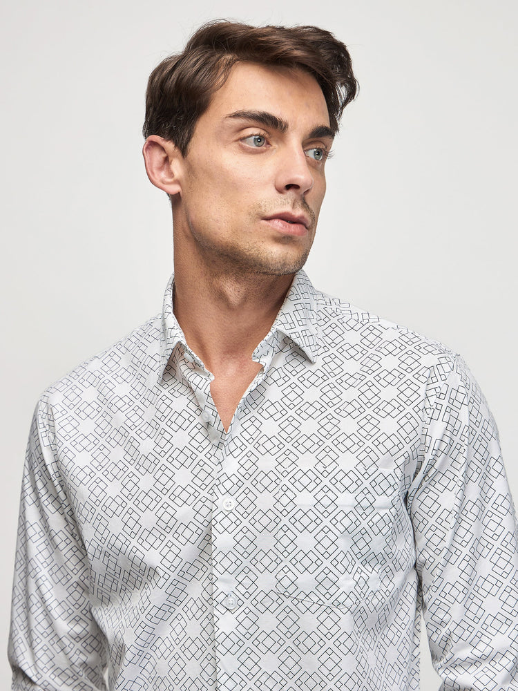 Geometric Print Stretch Shirt