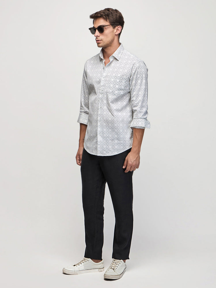 Geometric Print Stretch Shirt