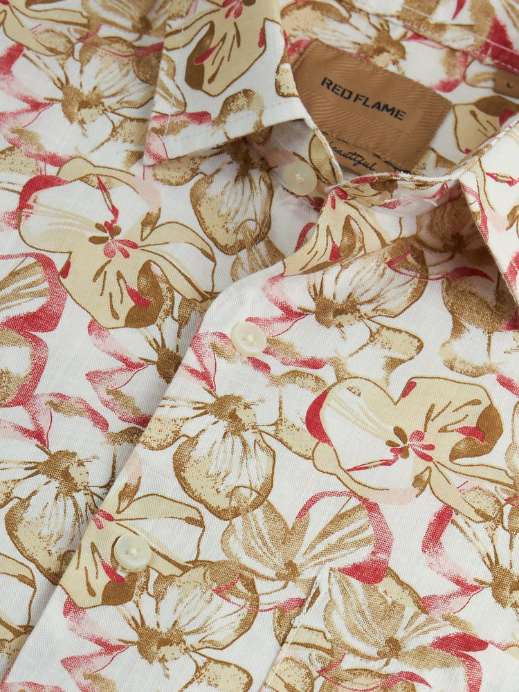 Floral Print Slub Cotton Shirt