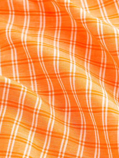 Orange Checked Linen Shirt
