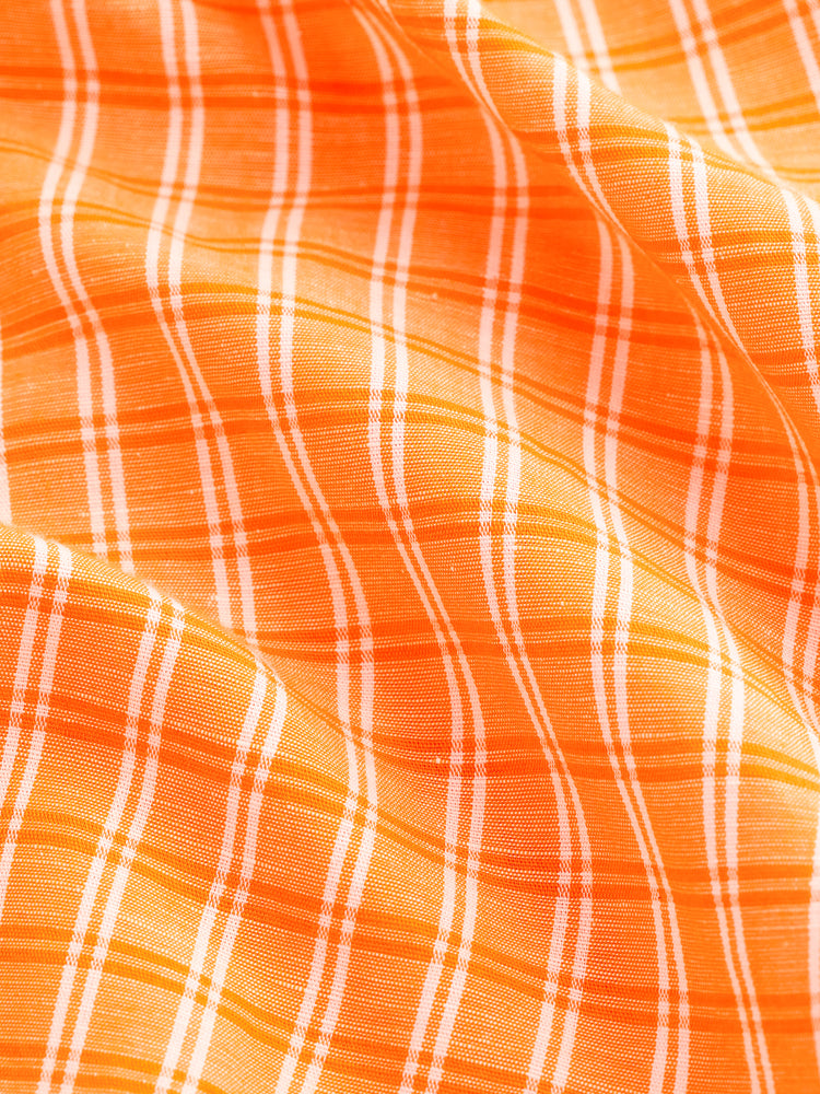 Orange Checked Linen Shirt