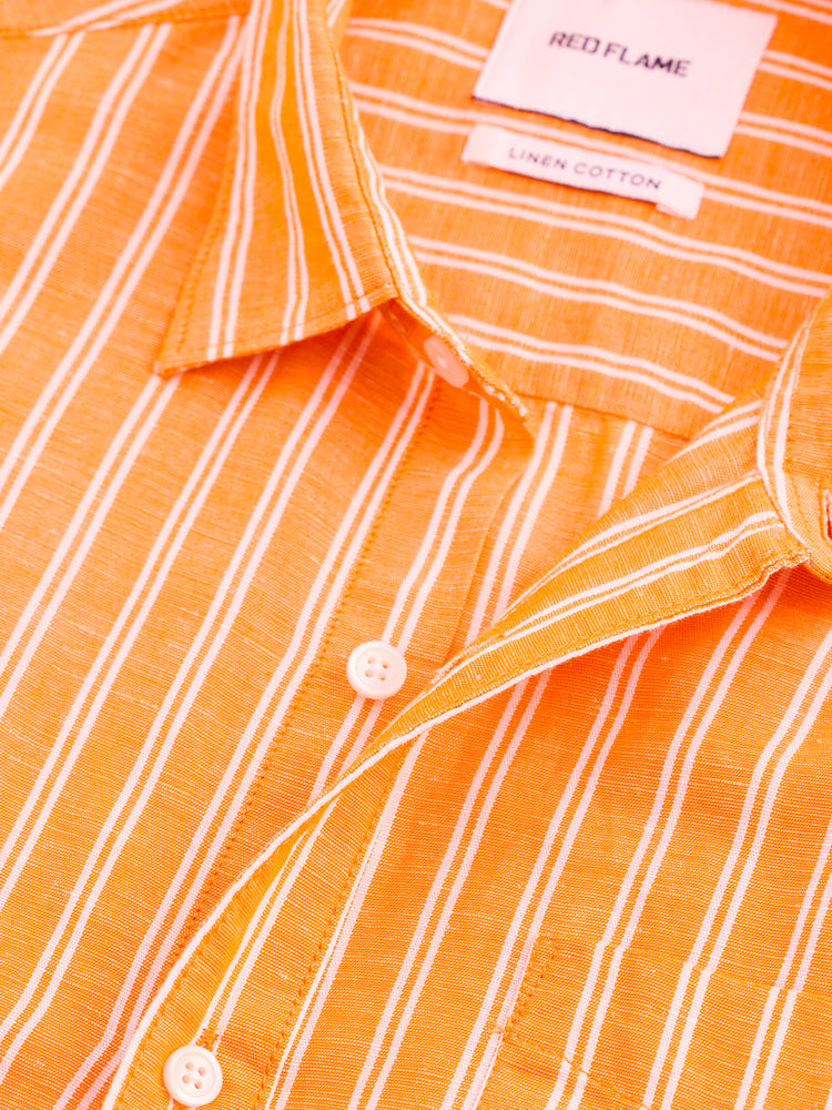 Orange Striped Linen Shirt