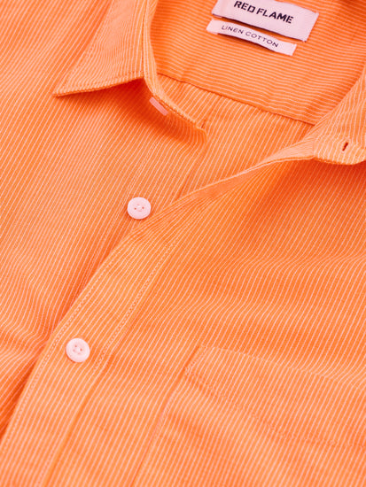 Orange Striped Linen Shirt