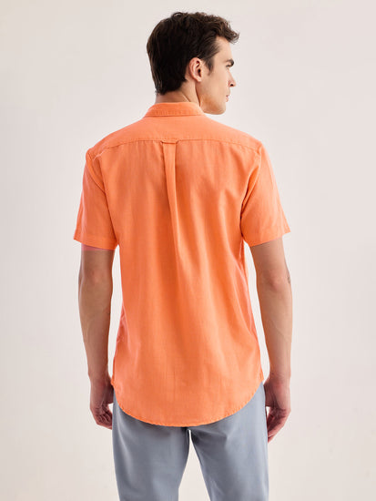 Orange Striped Linen Shirt