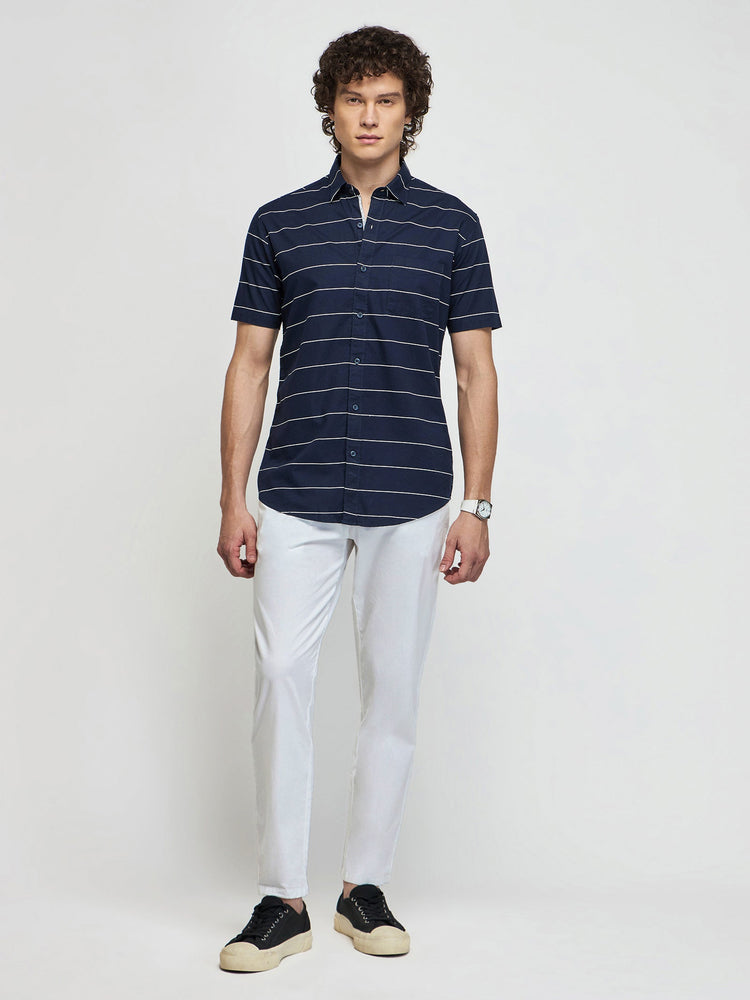 Horizontal Striped Short Sleeve Shirt