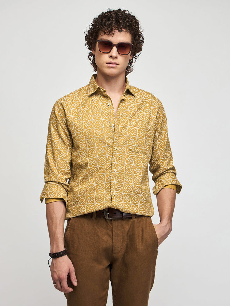 Ethnic Print Textured Shirt
