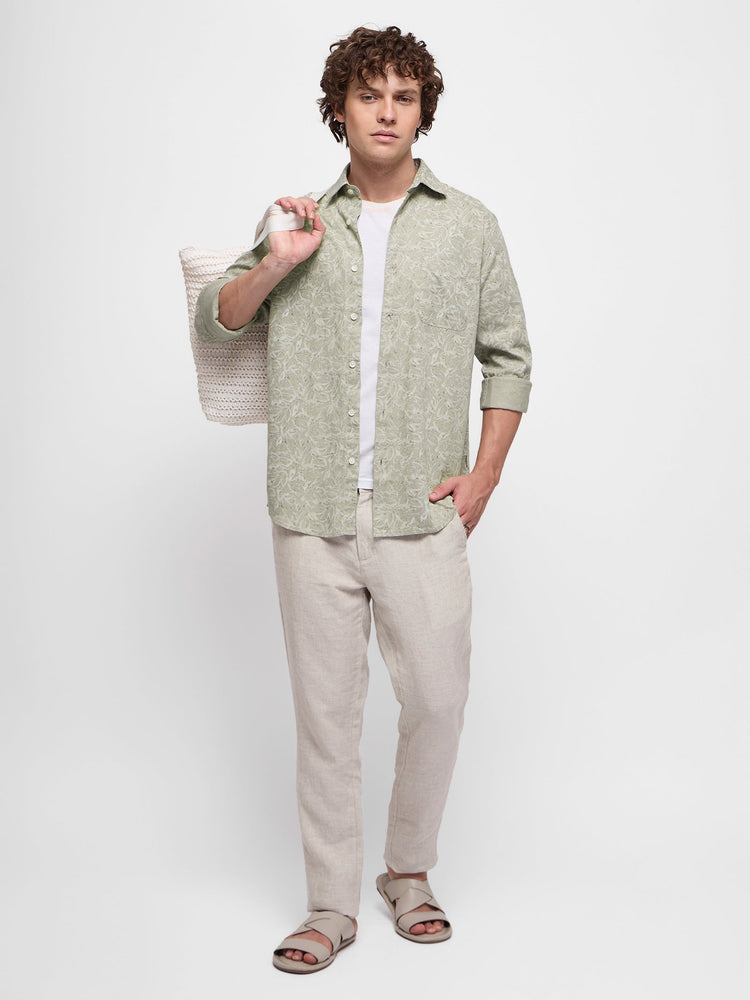 Floral Print Textured Shirt