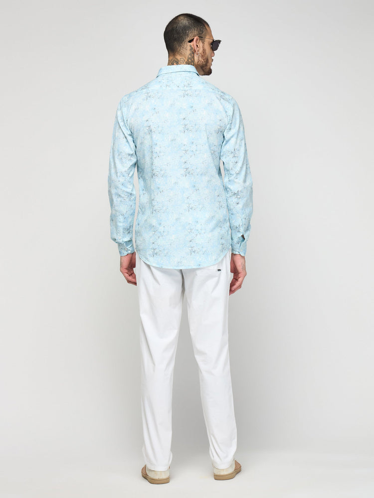 Abstract Print Textured Shirt
