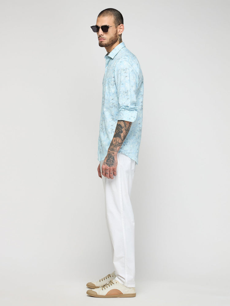 Abstract Print Textured Shirt