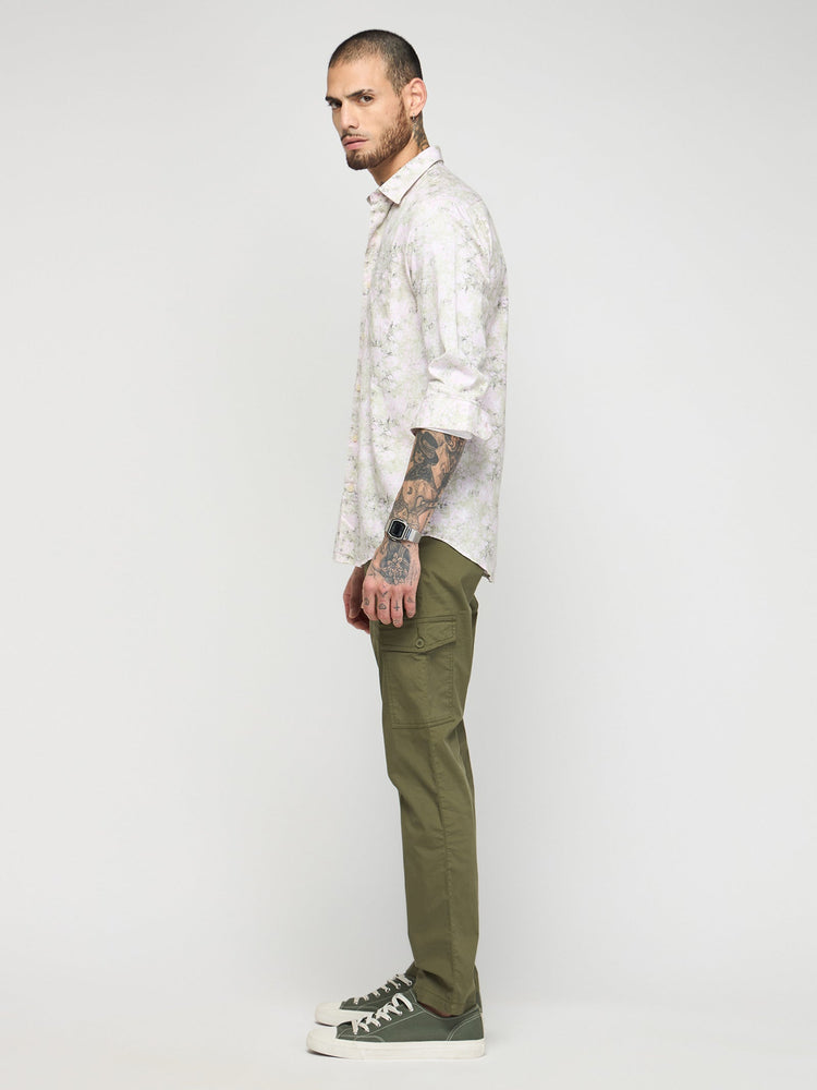 Abstract Print Textured Shirt