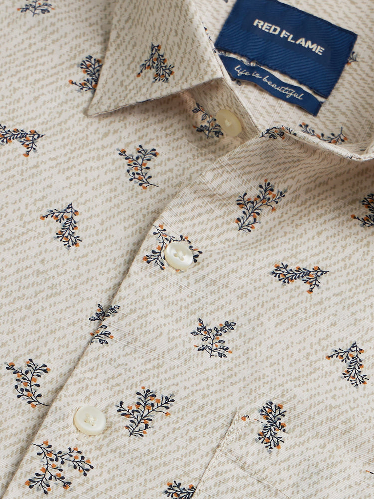 Micro Print Slub Cotton Shirt