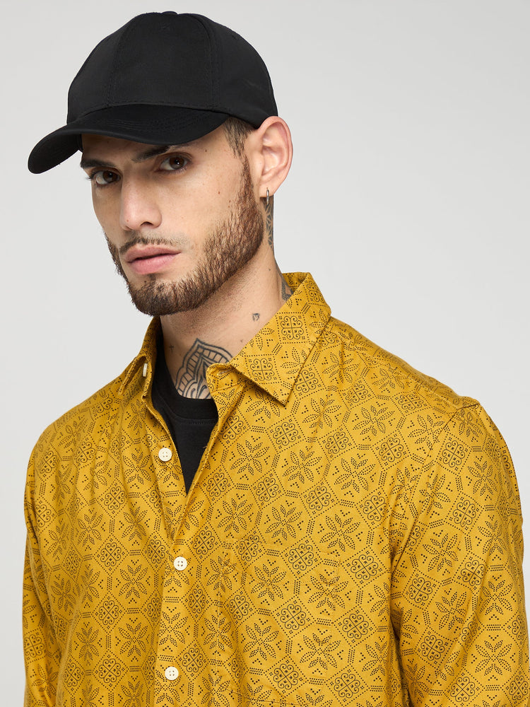 Ethnic Print Oxford Shirt