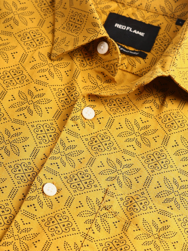 Ethnic Print Oxford Shirt