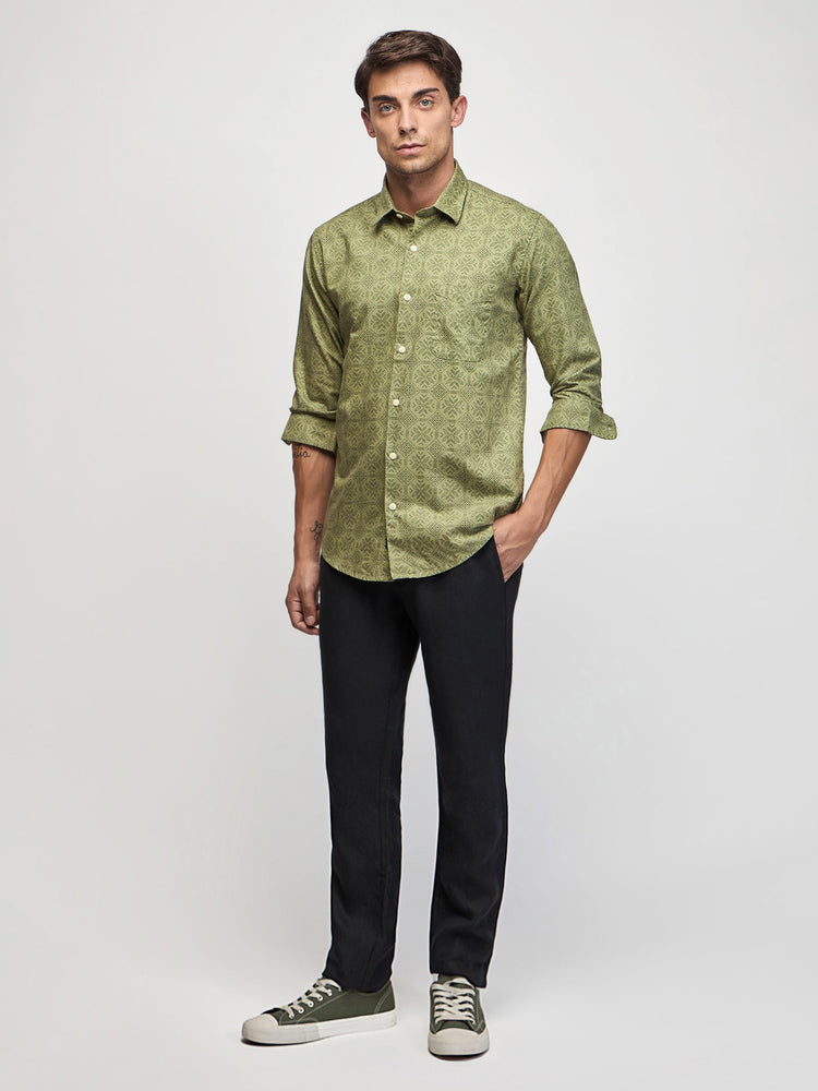 Ethnic Print Oxford Shirt