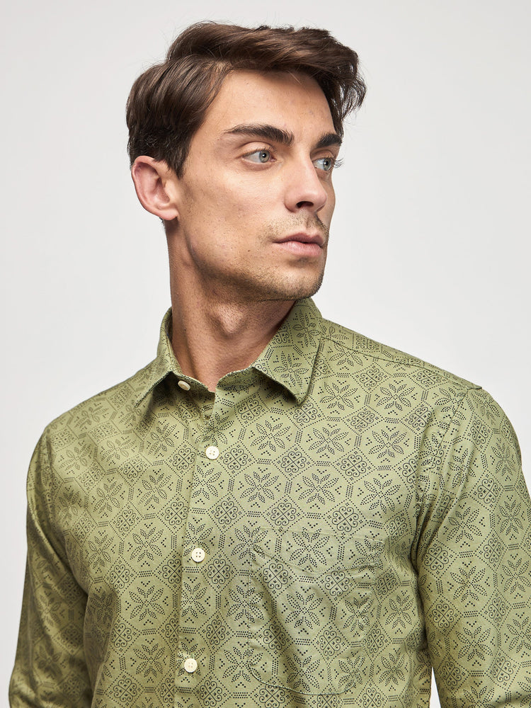 Ethnic Print Oxford Shirt