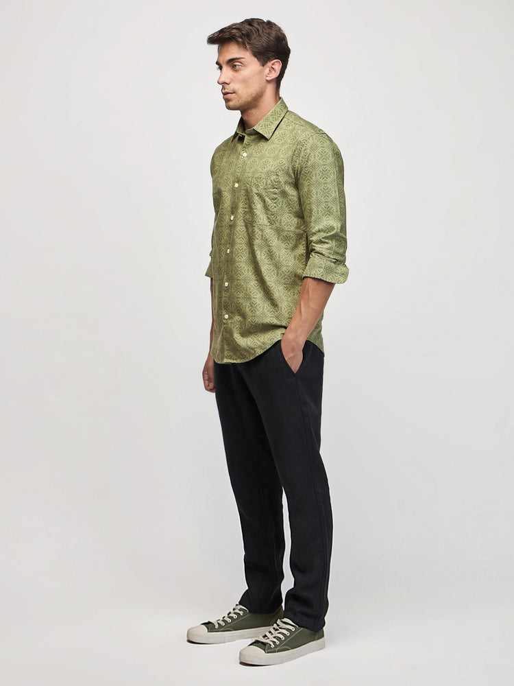 Ethnic Print Oxford Shirt
