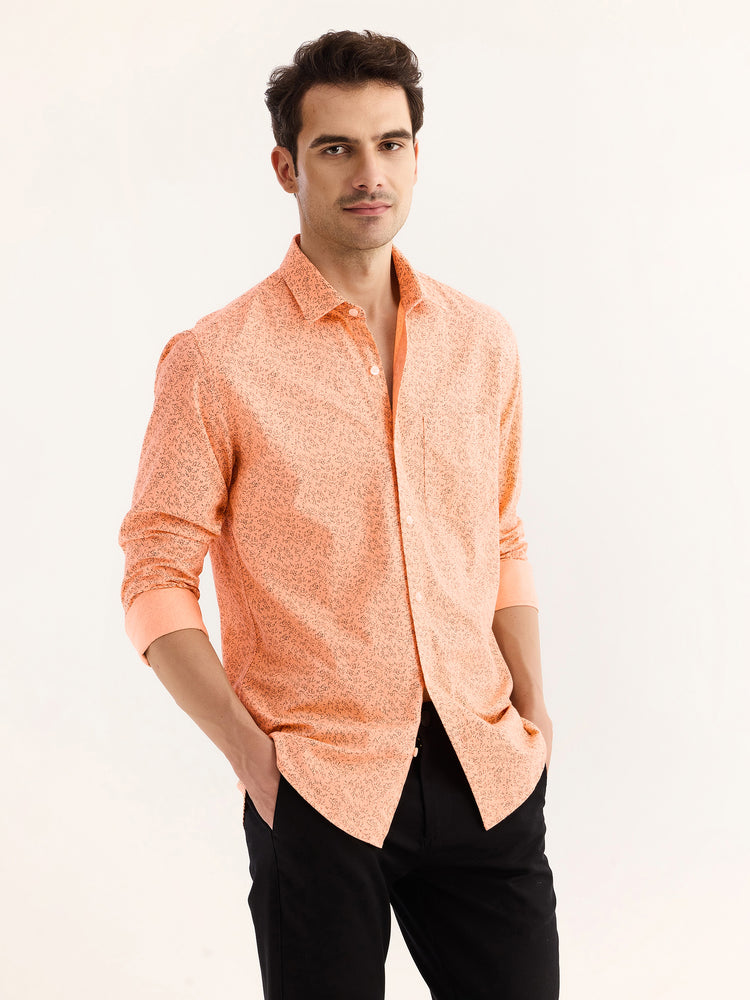 Orange Printed Shirt